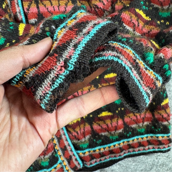 Vintage L.A.M. Alpaca Knit Cardigan Multicolor Size 44 Oversized Boho Relaxed - Picture 8 of 16